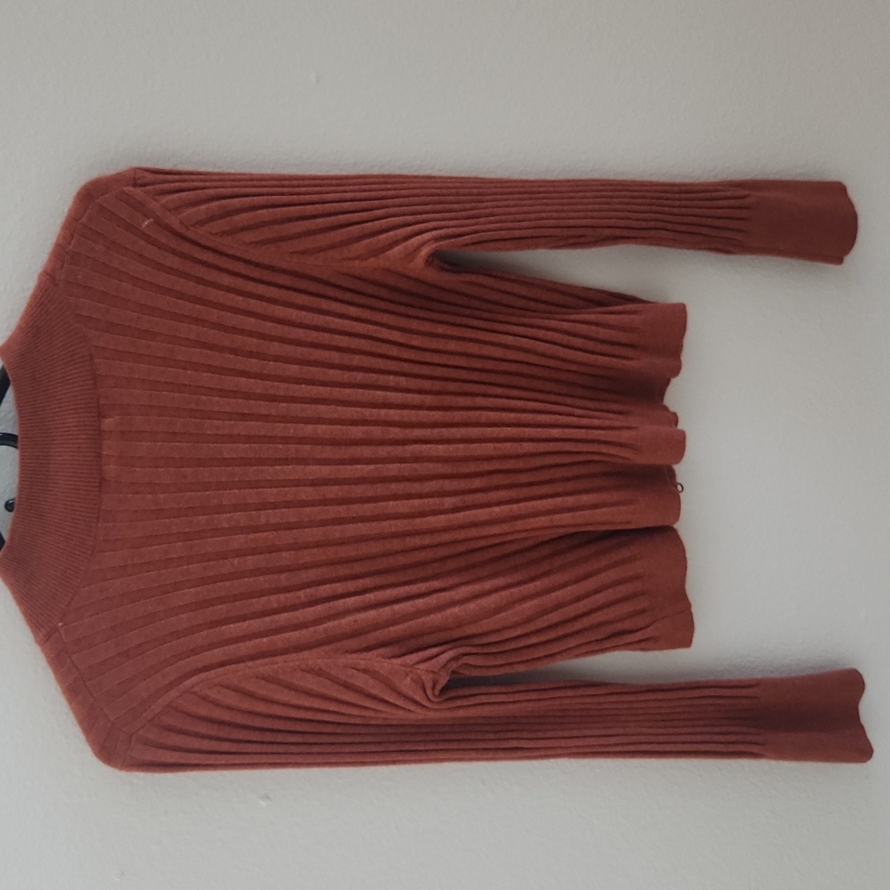 Wild Fable Rust Ribbed Zip-Up Sweater - Picture 5 of 6
